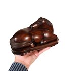 Carved Wood Recumbent Horse Sculpture Figurine Fitted Stand Asian Chinese China