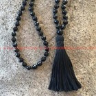 Faceted Black Agate 108 Prayer Beads Mala Necklace Tibet Buddhist Meditation