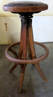 1900s Oak Craftsman industrial drafting library workshop Swivel Seat Stool