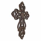 Lattice Ornate Cast Iron Wall Cross Antique Style Rustic Brown Finish 7 X 5 Inch