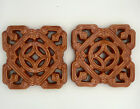 Chinese Jade Ceramic Breezeway Tiki Tile  Set Of Two  Burnt Orange Color 