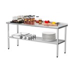 72 X 24 Stainless Steel Table Heavy Duty Adjustable Undershelf   Backsplash