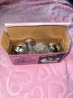 5 Piece 1980   s Vintage Unopened Glass   Metal Salt Pepper Shakers Set With Tray