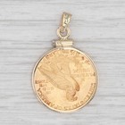 1909 Gold American Eagle Indian Head Coin Pendant 14k 900 Yellow Gold  2 50