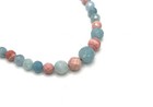 Jay King Aquamarine   Pink Opal Beaded Sterling Silver Necklace 18 