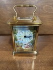 Halcyon Days Enamels Miniature Enamel Brass Carriage Clock 11 Jewels W key