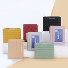 Slim Mini Id Holder Card Case Front Pocket Leather Wallet Zipper Pocket Women
