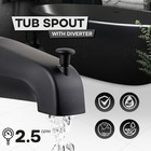 Tub Spout 1 2  Fip Nose Thread Bathtub Faucet With Diverter Matte Black