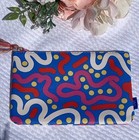New Ipsy Glam Cosmetic Bag  bag Only  Blue With Multi Color Design 7  X 5 