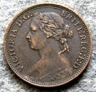 Great Britain Queen Victoria 1875 H Farthing  Seated Britannia Bronze Km  753