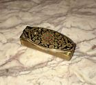 Vintage Stratton Lipstick Case Holder Compact Mirror Travel Cosmetic Floral Gold