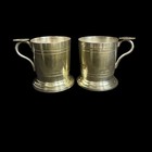 Vintage Silverplate Russian Style Tea Glass Holders  Set Of 2  Missing Inserts