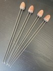 Set Of 4 Mid Century Modern Kebab Skewers 13 1 2    Teak Handles   Steel