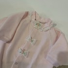 Hush A Bye 70   s 80   s Vintage Pink Footed Sleeper Lace Collar Bow Snap 