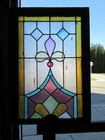  Antique Stained Glass Window Colorful   24 X 36   Architectural Salvage
