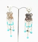 Designer  2 75 In Blue Faux Turquoise A b Clear Crystal Silver Dangle Earrings