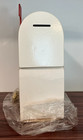 Vintage Bob Evans Restaurant Farms White Metal Mailbox Coin Bank  Flag Lock New