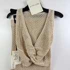 Freshman 1996 Beige Crochet Knit Maxi Skirt   Crop Top 2 Pc Set Small Neutral