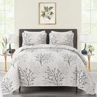  Quilt Set Size - 3 Pieces Botanical Pattern Bedspread Coverlet Queen White