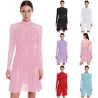 Women Lyrical Dance Dress Flower Contemporary Costume Back Hollow Ballet Dress