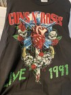 Vintage Rare 1991 Guns N Roses Concert Tee Shirt Heart Skulls Roses Size Xl 