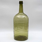 Antique 1800 s Olive Green Hand Blown 3 Piece Applied Lip 15  Demijohn Bottle