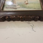 Vtg Antique Watercolor Art Frame Village Wood Cross Ecking Worcestershire  