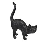 Vintage Cast Iron Black Cat Doorstop Eyes Arched Back Halloween Kitty Tail Up