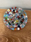 Murano Millefiori 2 75    Round Multicolor Merged Glass Art Mini Tray Plate