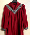 Vintage Vanity Fair Petite Womens Velour Housecoat M Red Burgundy Long Robe Glam