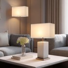 Lamp Shades Set Of 2  16 x8 x10  Large White Fabric Lamp Shades For Table Lam   
