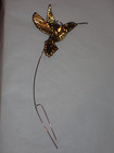 Vintage Brass   Copper Hummingbirds On Stakes Set Of 3 Homco Home Interior