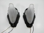 Pair Of Vintage Art Deco Metal   Frosted Glass Wall Mount Sconce Light Fixtures