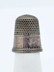 Antique Sterling Silver Thimble Scenic Houses Stars Sz11 Engraved Grandma  786