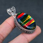 Ammolite Opal Gemstone 925 Sterling Silver Pendant Handmade Jewelry Gift For