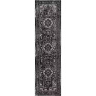 Angora Medallion Anthracite 2x7 Runner Rug Traditional Indoor Hall Carpet