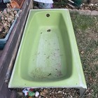 Vtg 60x30 Cast Iron Fresh Lime Green Porcelain Skirted Bathtub Kohler