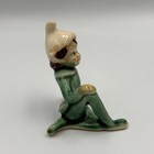 Vintage Christmas Ceramic Pixie Elf Green Lounging Sitting Japan
