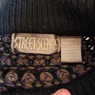 Street Scenes Vintage 80s Leather Trim Knit Sweater Purple Black Mixed Media M