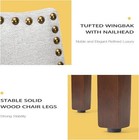 Set Of 2 Upholstered Modern Dining Chair Puleather Nailhead Trim Wood Leg Chairs