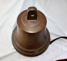 Antique Cast Bronze Ship   s Bell  Interior Signed Pf  Brass Clapper  Beaded Lines
