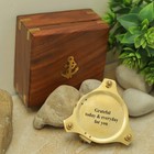 Brass Sundial Compass With Wooden Box   Vintage Style Engraved Antique Gift