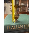 Vintage Italian Small Ornate Floral Embossed Brass Bud Vase Decor Footed Italy