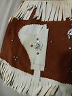 Vtg 1960 s 2pc Kids Cowgirl Outfit Vest   Skirt W Holster Suede Fringe 