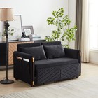Convertible Sleeper Sofa Bed Velvet Loveseat Sofa With Pull Out Bed Black
