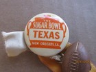 Vtg 1958 Sugar Bowl Texas New Orleans  La  Football Pin Button   Charm Ribbon