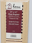 4 x12  Straight Fin Design Natural Oak Wood Floor Register Vent W  Adj  Damper