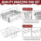Roasting Pan With Rack For Turkey Chicken  Joyfair Stainless Large  Silver 