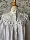 Antique White Cotton Blouse  Ruffled Eyelet Lace  Victorian-1910 s Cottagecore