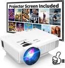 1080p Mini Projector With Screen  Portable Home Theater Movie Projector With    